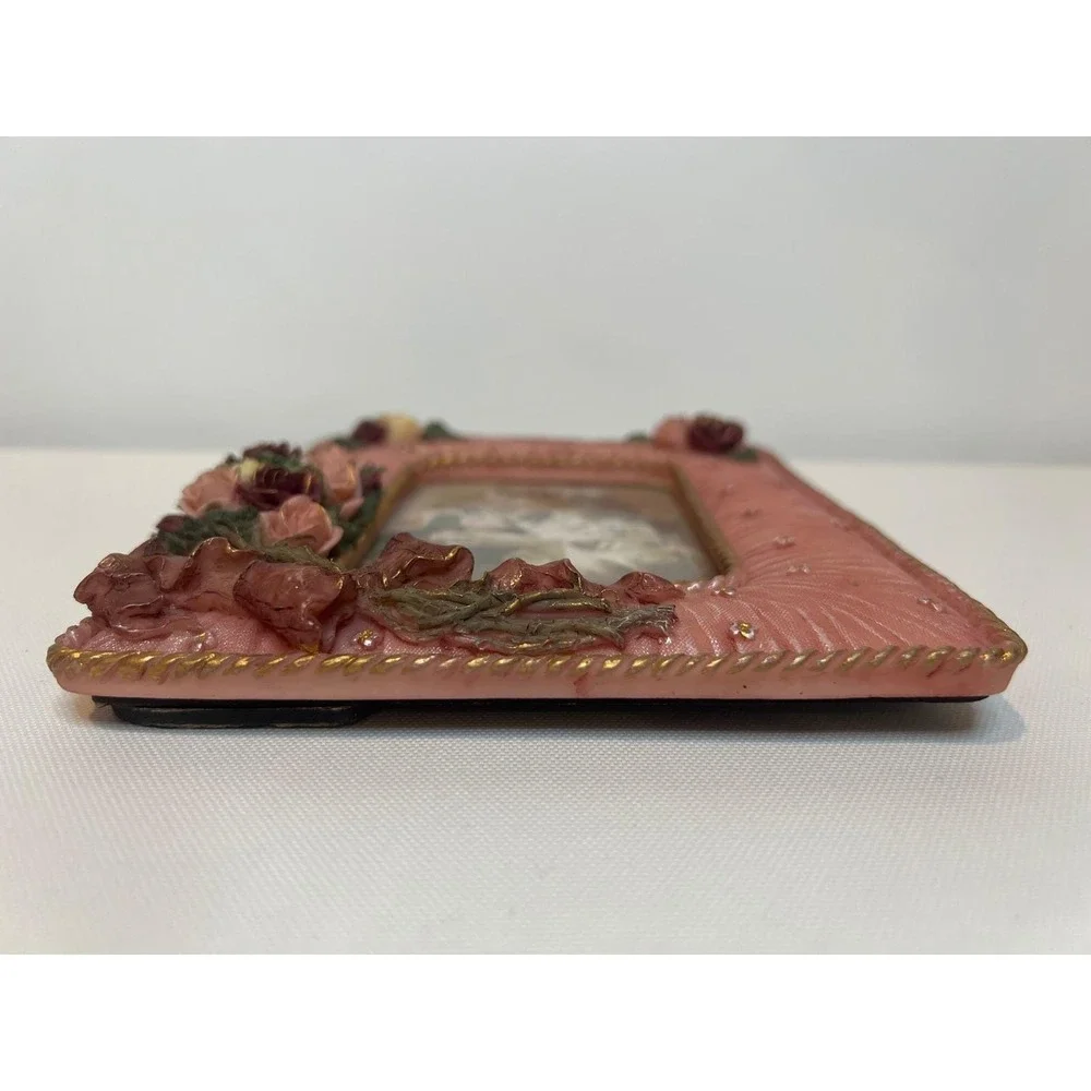 Pink Floral‎ Picture Frame 3.5x5 3D Roses Vintage Romantic Coquette Shabby Chic